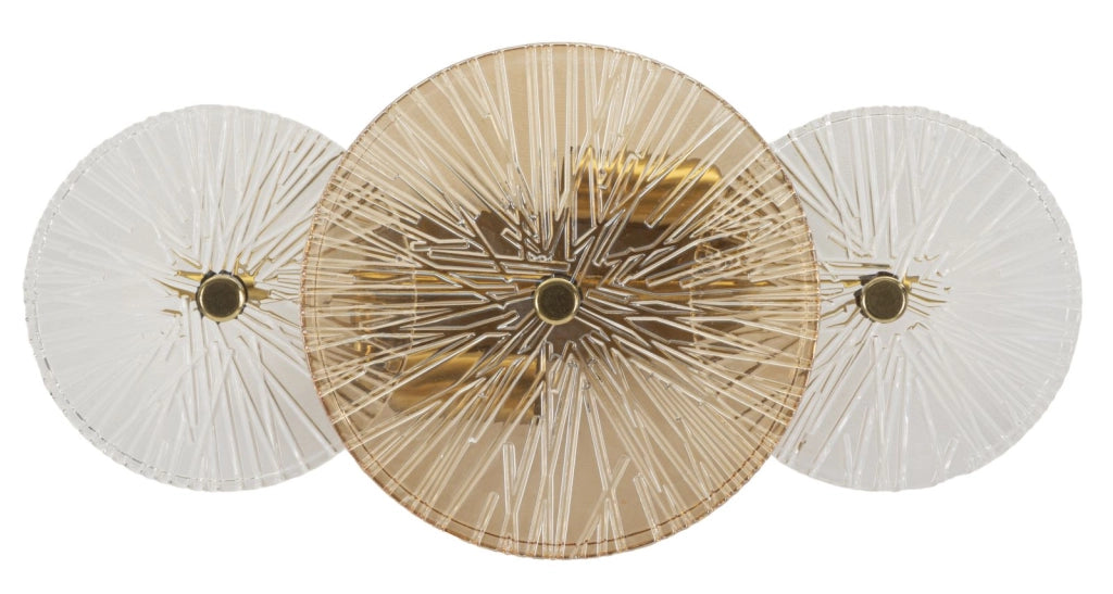 Lampada da Muro Osaka 42x8x20 cm in Ferro e Vetro Oro e Marrone e Trasparente