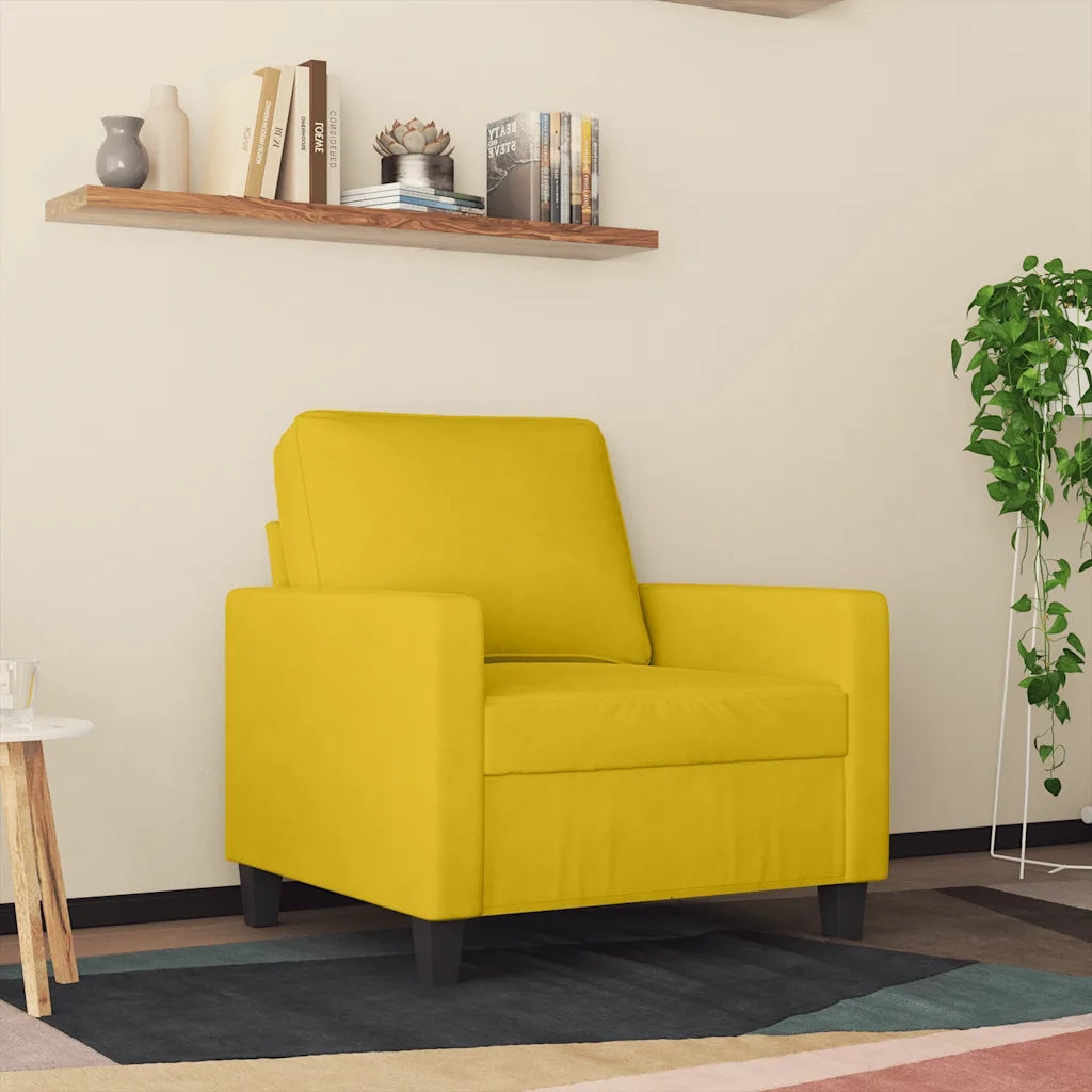 Poltrona | Sedia Relax Giallo 60 cm Velluto