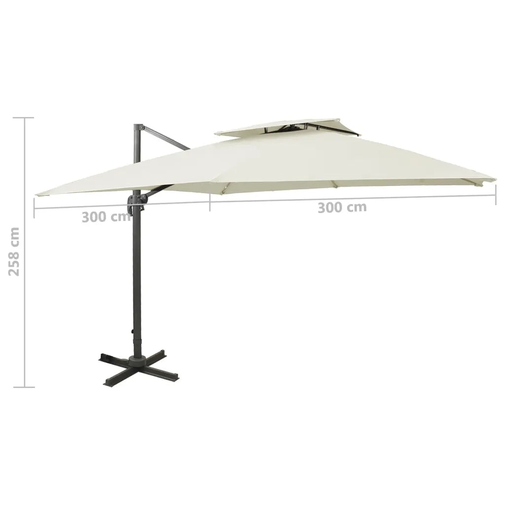 Ombrellone a Sbalzo con Doppia Copertura 300x300 cm Sabbia