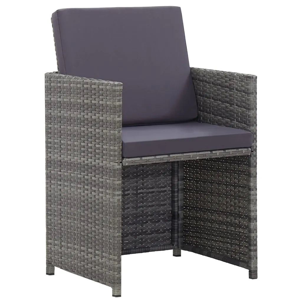 Set da Pranzo da Giardino 13 pz e Cuscini Polyrattan Antracite 46383