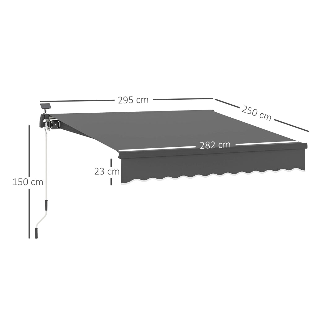 Tendone da sole a braccio con manovella ¨C zephmum ¨C Grigio 300 cm