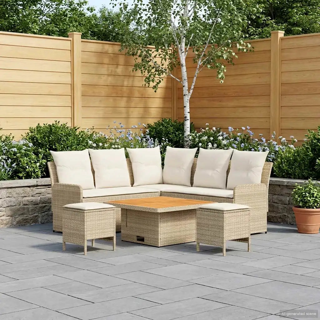 Set di Mobili con cuscino 6 pcs Beige e Crema Rattan in PE 3422185