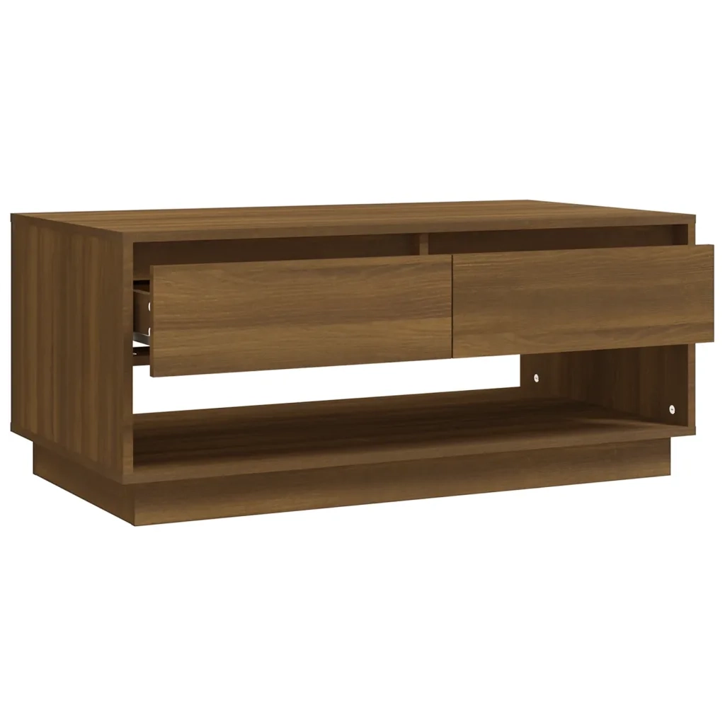 Tavolino da Salotto Marrone Rovere 102,5x55x44 cm in Truciolato 812980