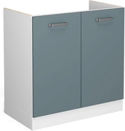Mobile lavello cucina R-Line, Grigio-blu, 80 cm senza piano di lavoro, per la libera combinazione all'interno di sistemi cucina modulari