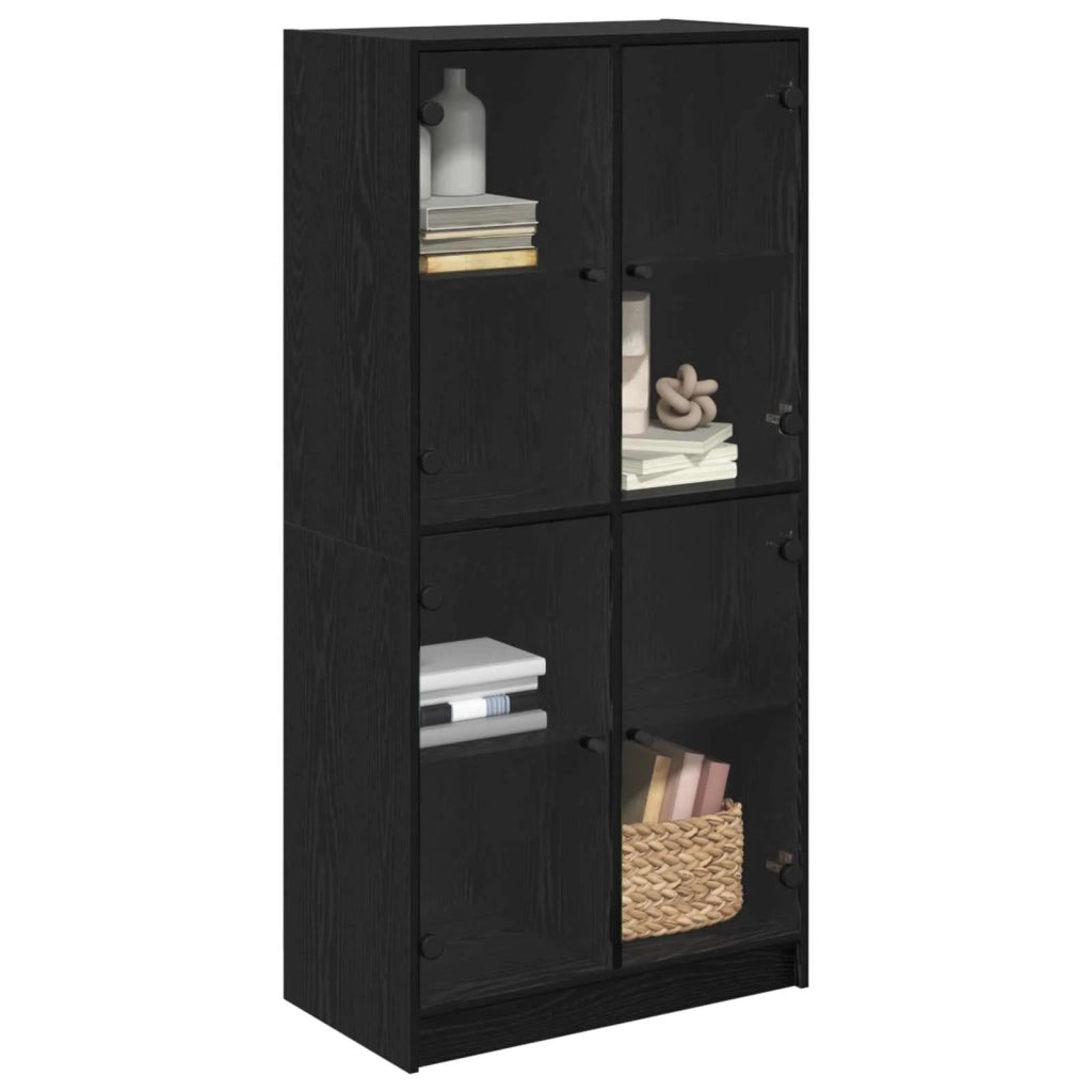 Credenza | Madia | Buffet da pranzo | Armadio da pranzo Rovere Nero 68 x 37 x 142 cm Legno multistrato