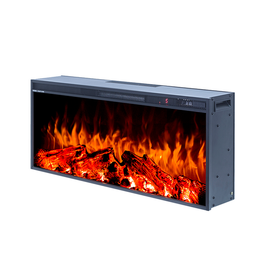 Camino Elettrico da Incasso 36,7x88,3x15,9 cm Effetto Fiamma 1500W Tasmania Nero