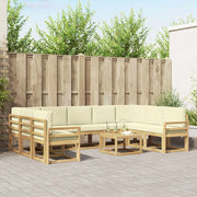 Set di divani da esterno 10 pcs Bianco e Crema 59 x 59 x 37 cm