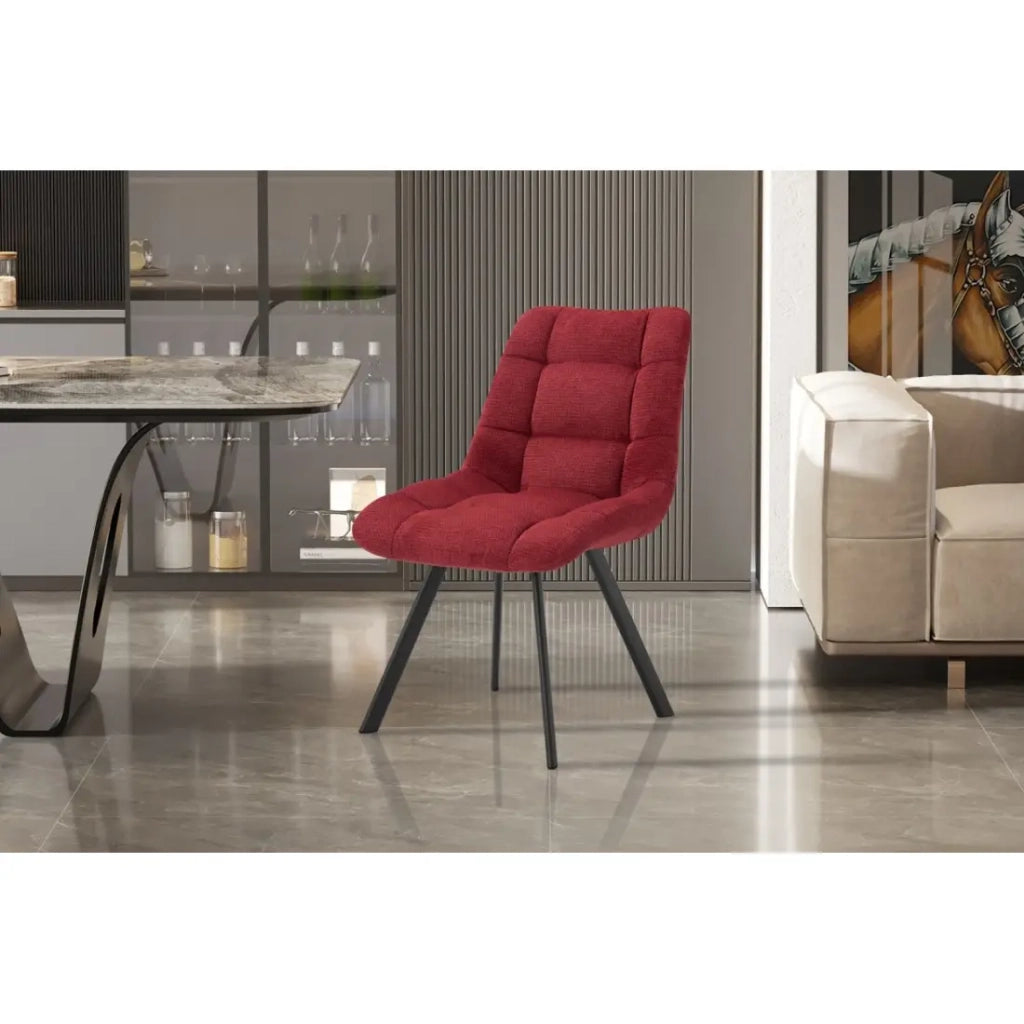 Set di 2 sedie VELMA - Tessuto rosso - Piedi in metallo - Design audace - Comfort compatto e robusto