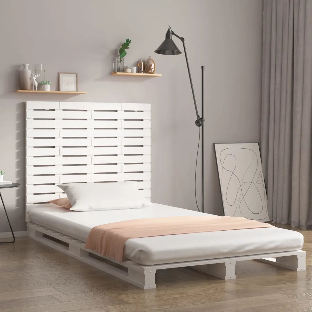 Testiera da Parete Bianca 141x3x91,5 cm Legno Massello di Pinocod mxl 129636