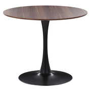 Tavolo da pranzo marrone scuro con piano in MDF nero Base in metallo ø 90 cm Tavolo da cucina rotondo industriale
