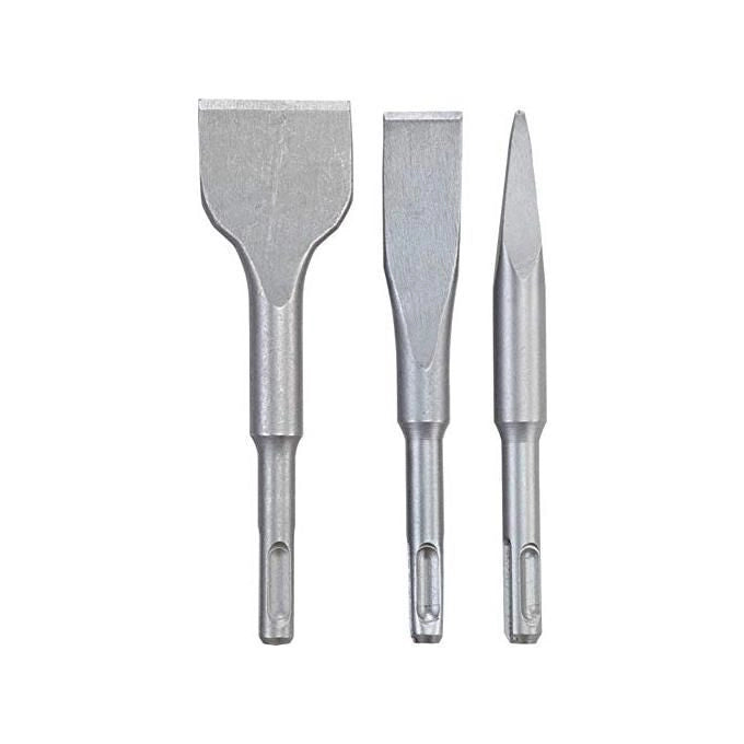 KWB 247185 Set 3 Scalpelli SDS-Plus 140 mm 1 Scalpello a Punta 2 Scalpelli Piatti 20 mm 40 mm Acciaio CR 45-48 HRC