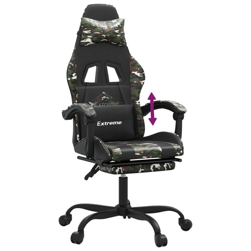 Sedia da Gaming con Poggiapiedi Nero e Mimetico in Similpelle cod mxl 65358