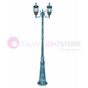 ENEA Lampione a 2 luci h.242 in Alluminio per Esterno Viale Giardino NERO-VERDE