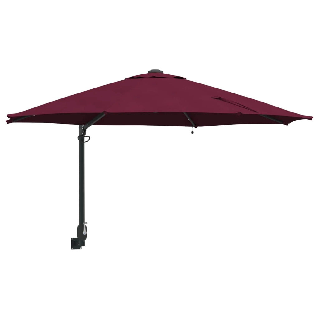 Moderno ombrellone da giardino basculante con illuminazione a LED 248 x 248 x 148 cm poliestere bordeaux 02_0058646