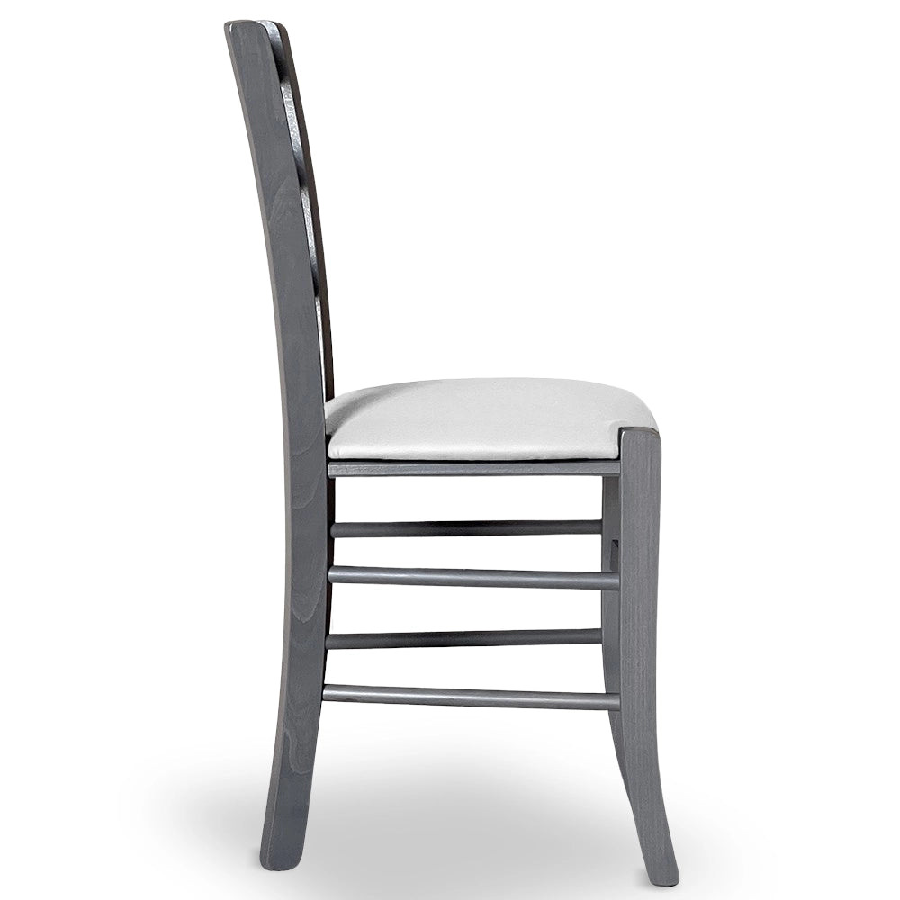 Sedie sala da pranzo Venezia in legno grigio con seduta similpelle grigio