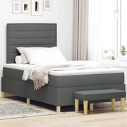 Letto a molle con materasso Grigio scuro 120 x 200 cm Tessuto