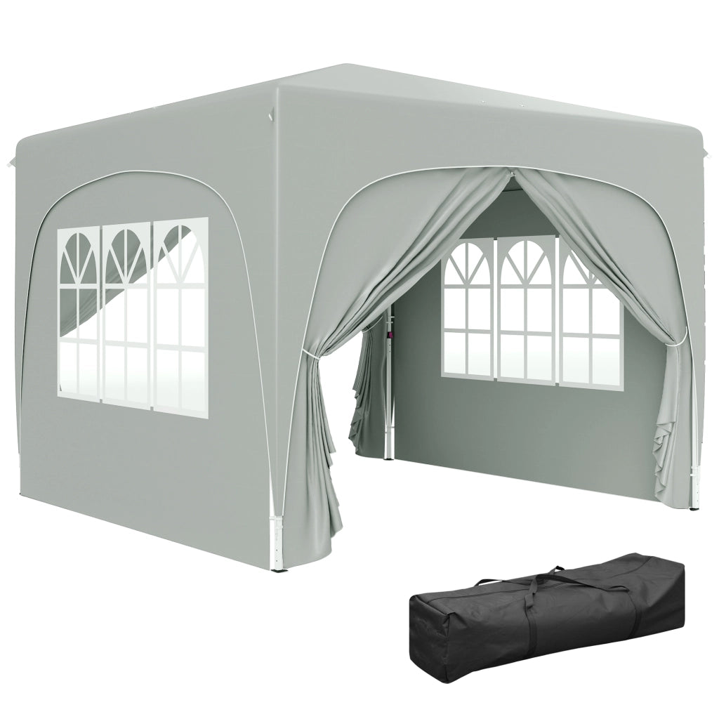 Gazebo 3x3 m ¨C zephmum ¨C Grigio Sabbia, Tessuto UPF50+, Pieghevole, Con Borsa