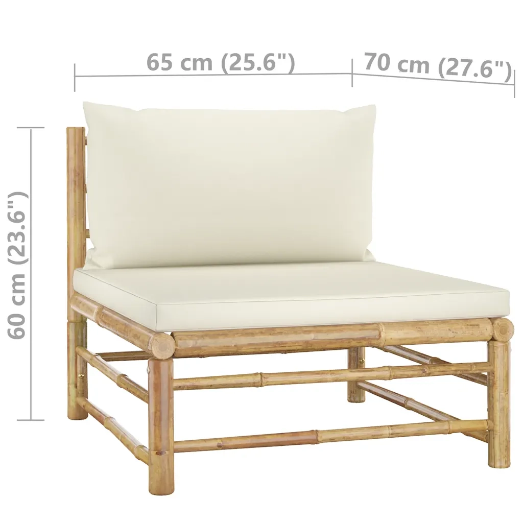 Set Divani da Giardino 6 pz con Cuscini Bianco Crema in BambÃ¹ cod mxl 51563