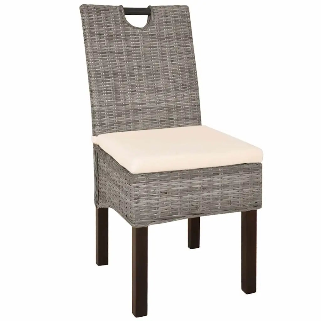 Sedie Sala da Pranzo 4 pz in Rattan Kubu e Legno di Mango cod mxl 23887