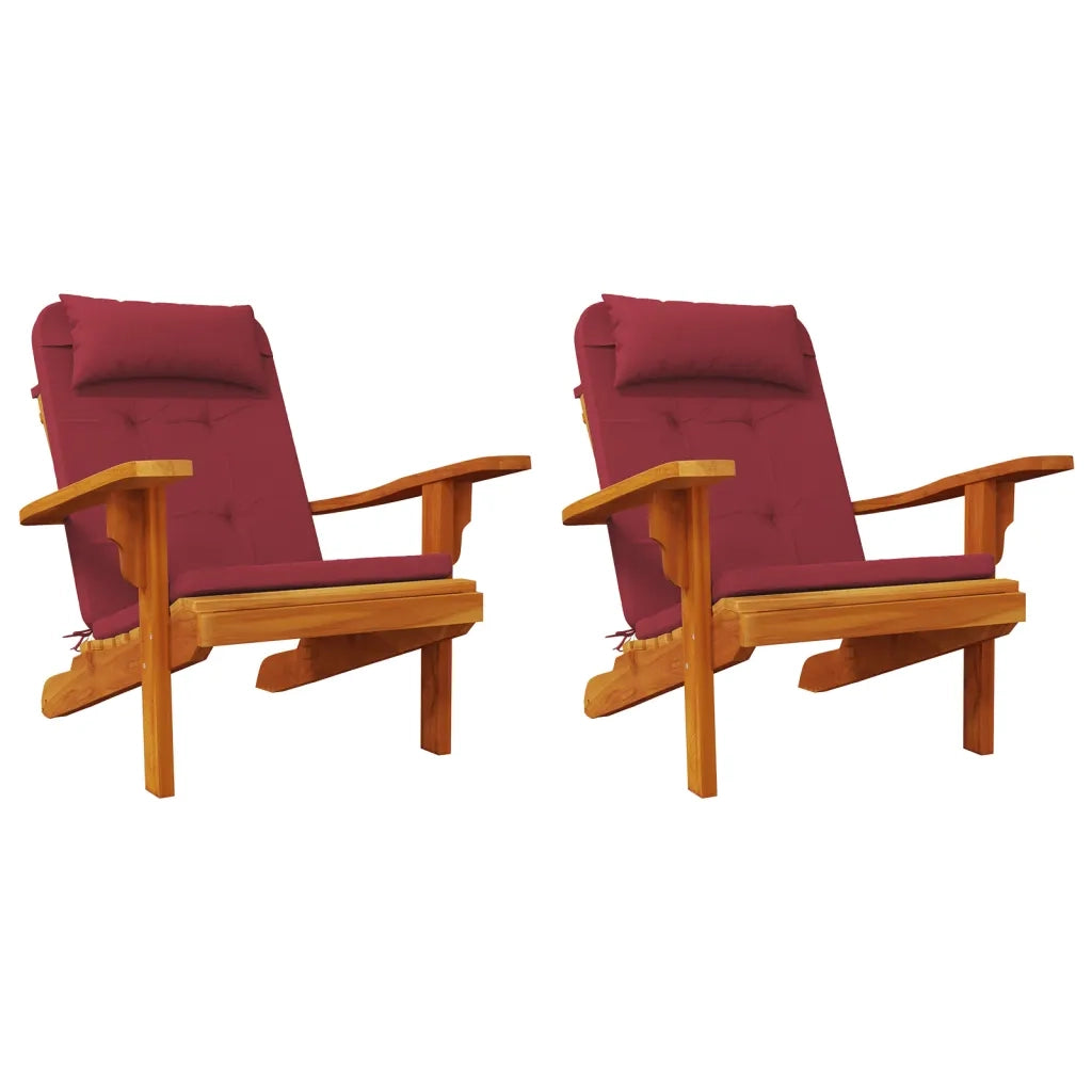 Cuscini per Sedia Adirondack 2 pz Rosso Vino in Tessuto Oxford 361839