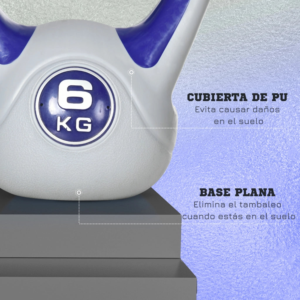 Kettlebell 6 kg ¨C Xylo ¨C Rivestimento PU Riempimento Sabbia 20x13x22 cm Viola Grigio