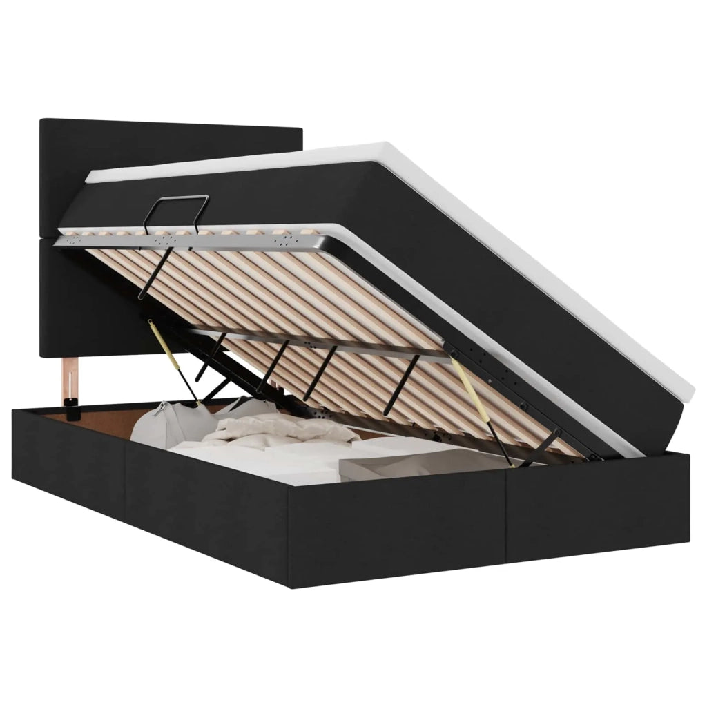 Letto con contenitore LED e materasso Nero 120 x 200 cm Tessuto
