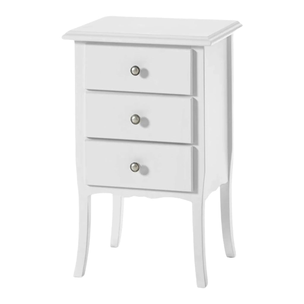 Comodino classico 3 cassetti shabby bianco  45x34x71 - Mobili 2G