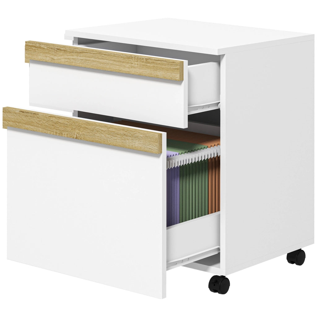 Cassettiera ufficio mobile con rotelle 2 cassetti bianco 48x40x59,5 cm ¨C Xylo