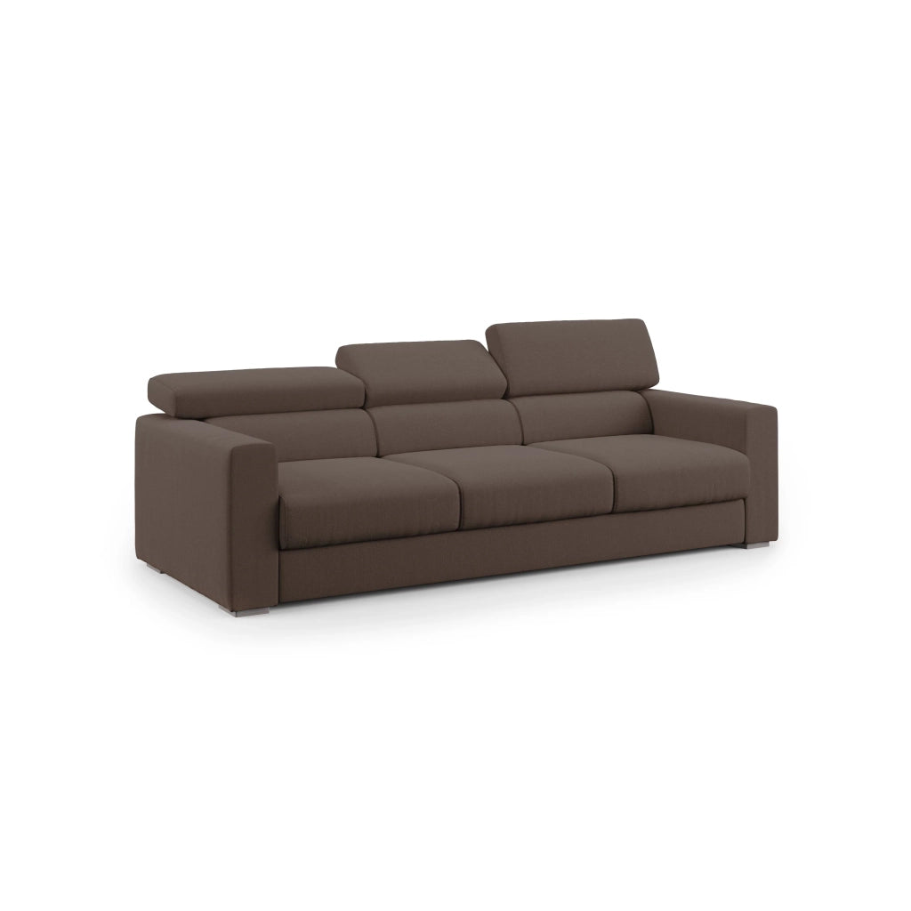 Dylan Divano a 3 sedute con estraibile a cassettone in tessuto simil cotone impermeabile T13 240 cm marrone