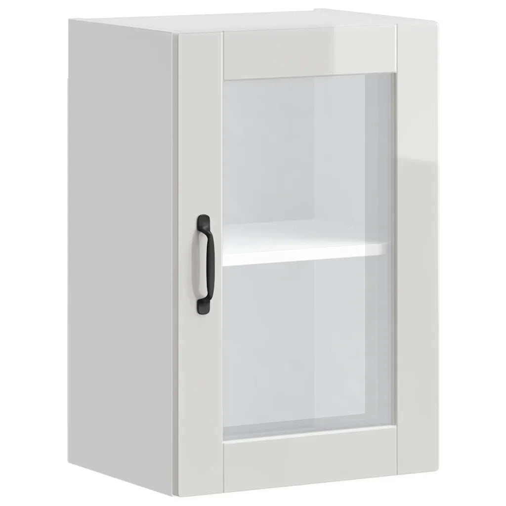 Pensile da Cucina con Porta in Vetro Porto Bianco Lucido 854009