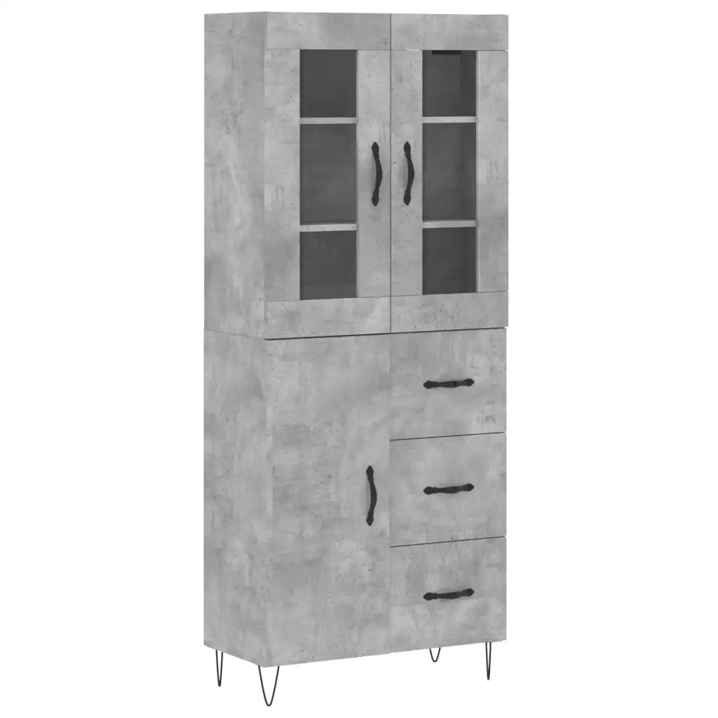 Credenza-Buffet-Armadio da cucina Grigio Cemento 69,5x34x180 cm in Legno Multistrato 828145