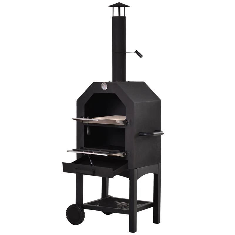 FORNO PER PIZZA BARBECUE A CARBONELLA IN ACCIAIO INOX 50 X 36 X 160 CM