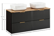 Set mobili bagno 120 cm con piano e 2 lavabi da appoggio Smile Adel Black 120 x 1401 x 46 cm