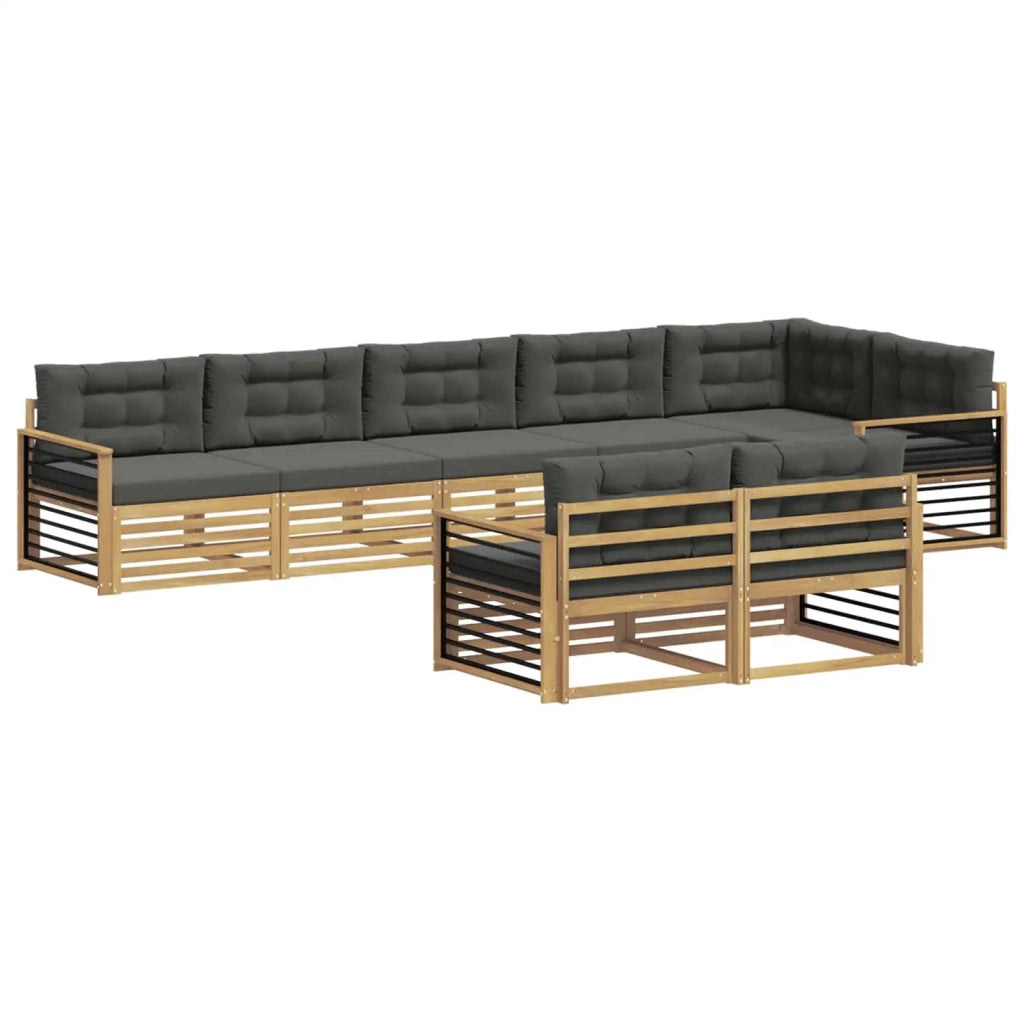 Set di divani da esterno 8 pcs Bianco e Antracite Poliestere