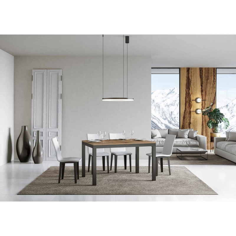 Tavolo allungabile 90x120/224 cm Everyday Evolution telaio Antracite - Quercia Natura