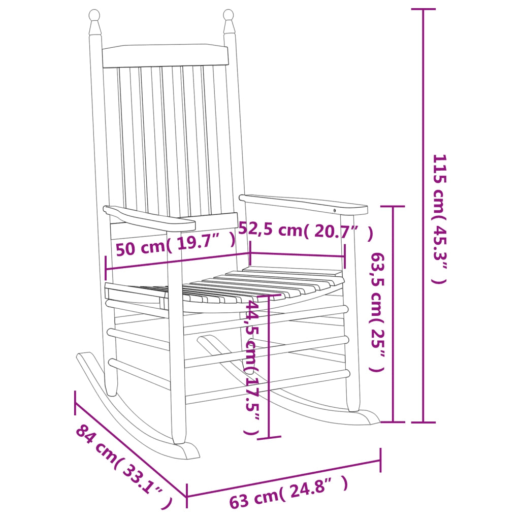 Sedie a Dondolo Sedute Curve 2 pz Marroni Legno Massello Pioppo 3281587