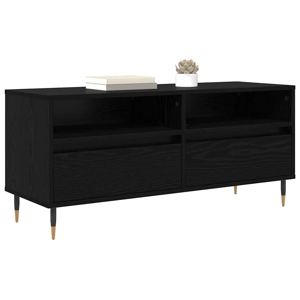 Mobile TV con cassetto Rovere Nero 100 x 34,5 x 44,5 cm 881779