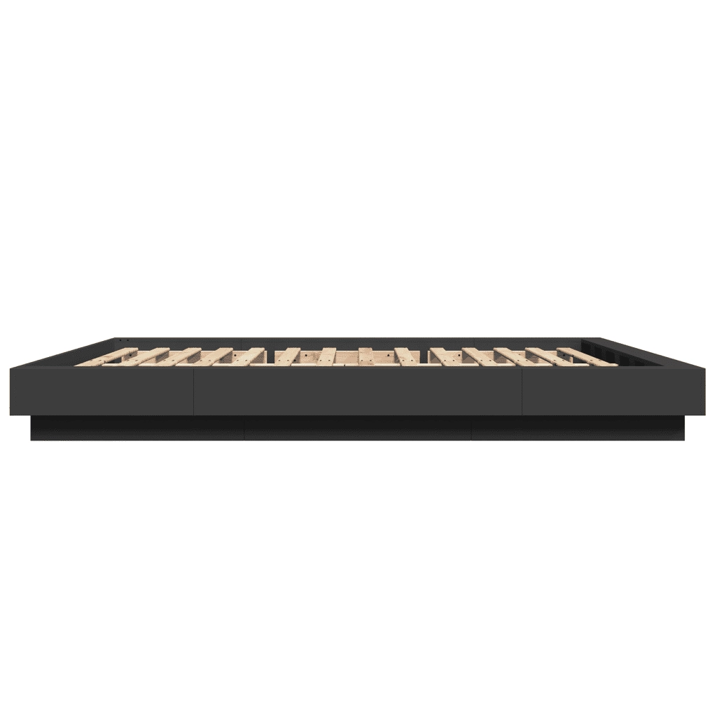 Giroletto con Luci LED-Struttura Letto Nero 150x200 cm in Legno Multistrato