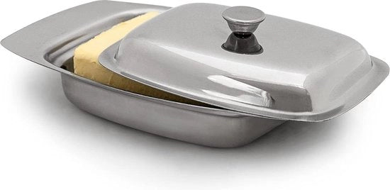 Detersivo per contenitore di conservazione classico per 250 g di burro - Dimensioni 6 x 195 x 13 cm - Contenitore per burro in argento.