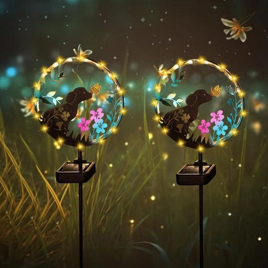 Lampione esterno a due bracci - Materiale: metallo - Resistente al tempo - Illuminazione esterna per giardino - Decorazione giardino - Adatto per terrazze, prati e balconi