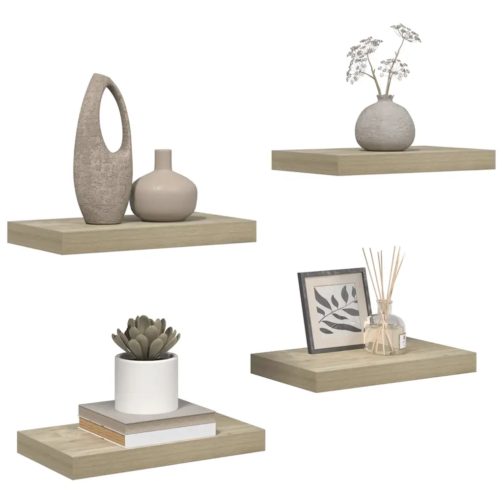 Scaffali a Parete 4 pz Rovere 40x23x3,8 cm in MDF 323870