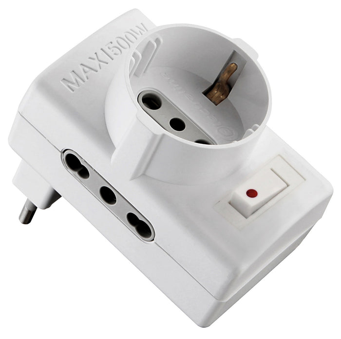 adattatore 10/a 2 prese bipasso+1 schuko con interruttore di sicurez cod:ferx.91480