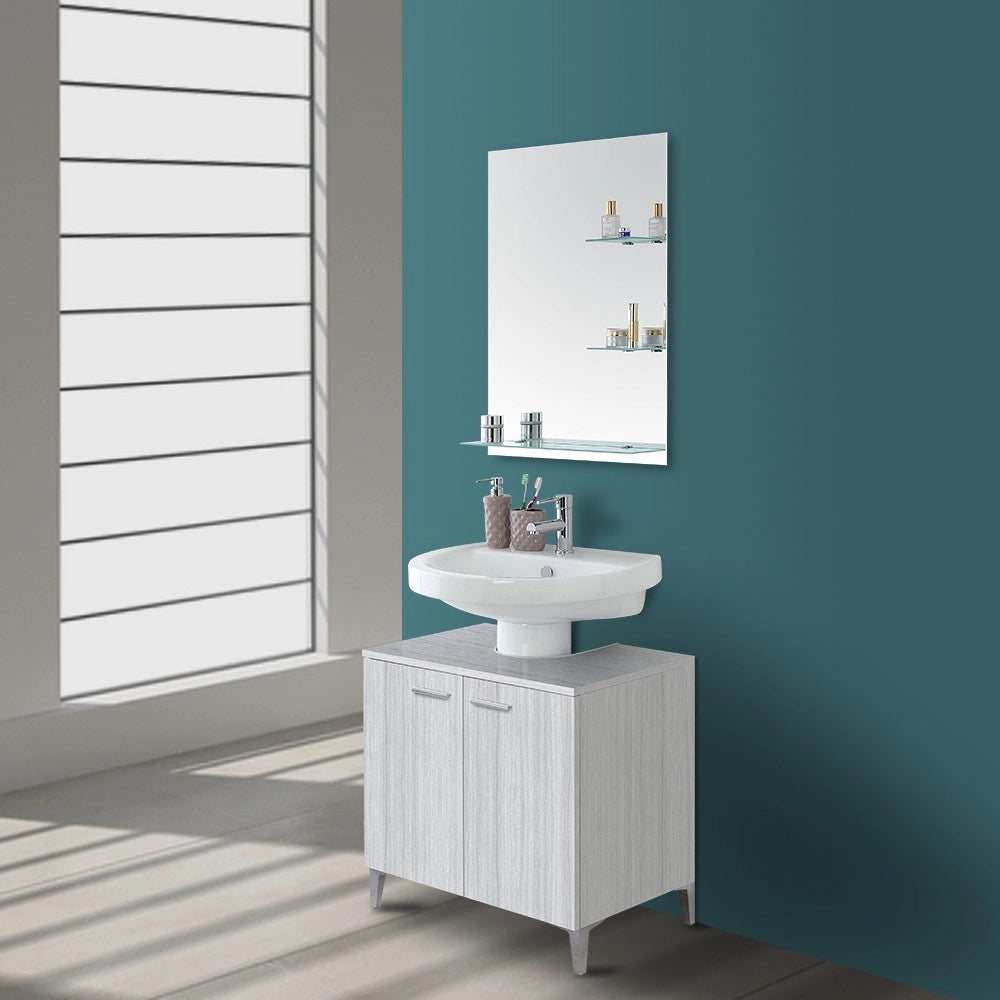 Mobile sotto lavabo universale 70 cm grigio con 2 ante Desya