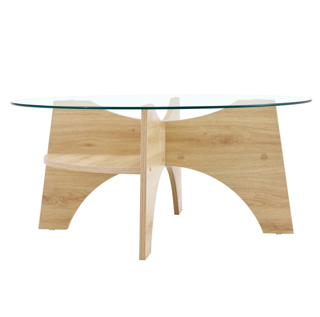 Tavolino da caffè ? 80 x 36 cm con piano in vetro di sicurezza; MDF naturale trasparente