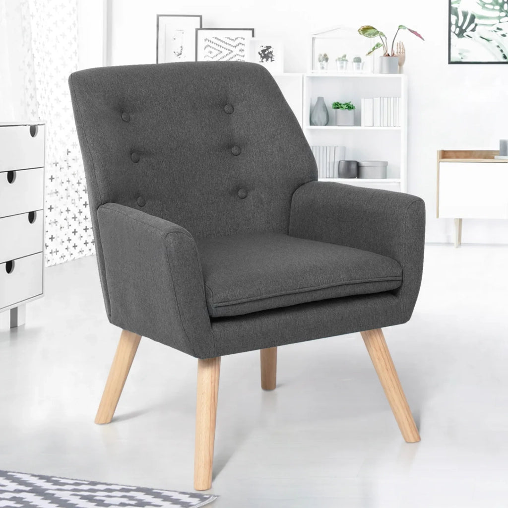 IDMarket - Poltrona scandinava in tessuto grigio antracite NAT