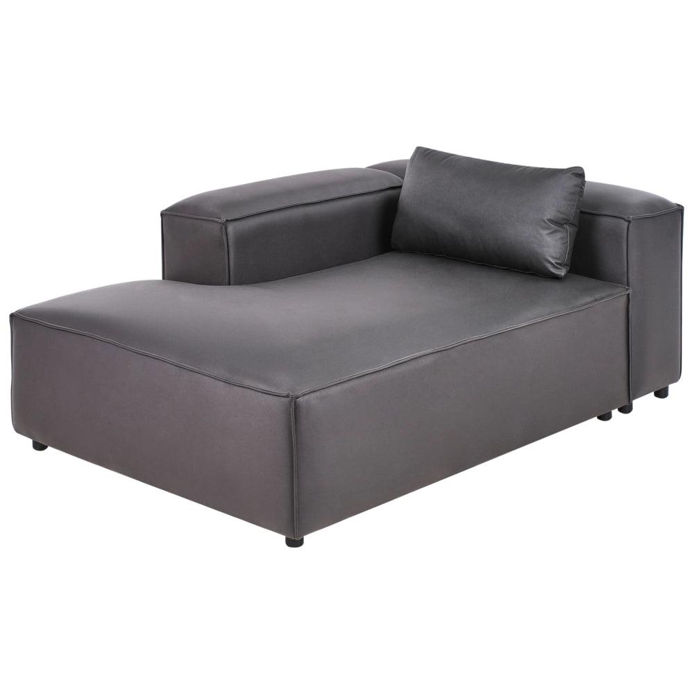 Chaise Lounge moderna lato destro con Rivestimento in ecopelle nero stile moderno