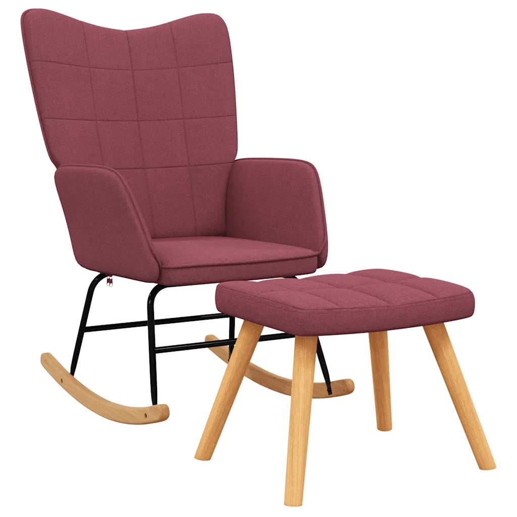 Poltrona a Dondolo con Poggiapiedi Rosso Vino in Tessuto cod mxl 41901