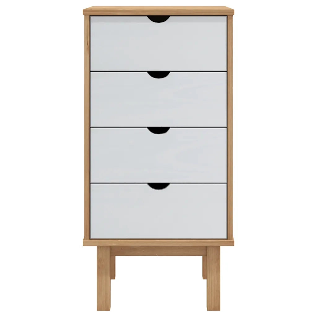 Cassettiera OTTA Marrone e Bianco 45x39x90 cm in Legno di Pino CFW6247274
