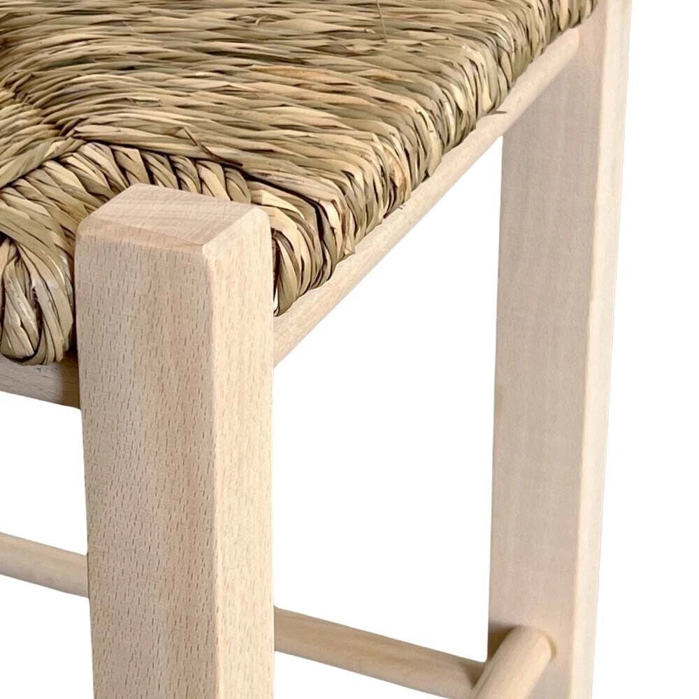 Sgabello grezzo seduta in paglia h 47 cm gambe dritte