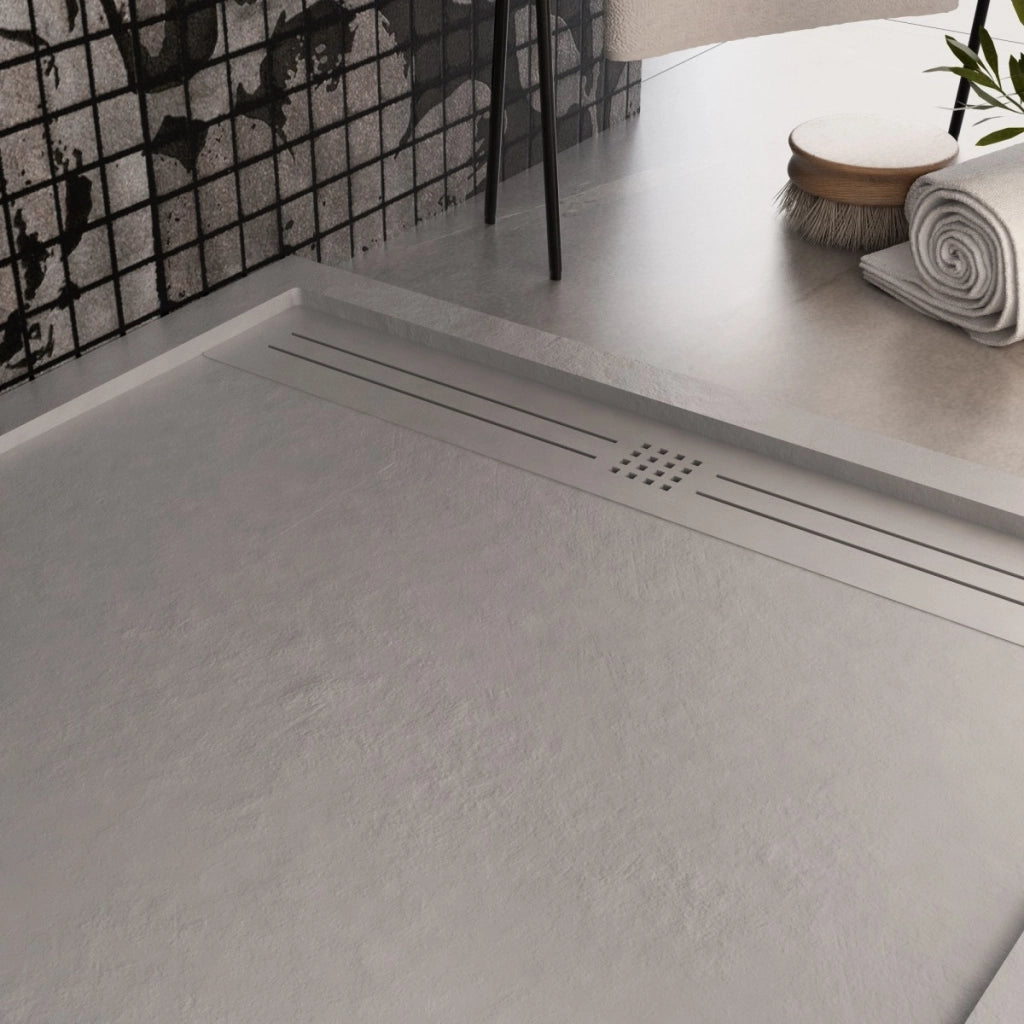 Piatto doccia in marmo resina grigio chiaro pietra cemento grid, misura 90x180